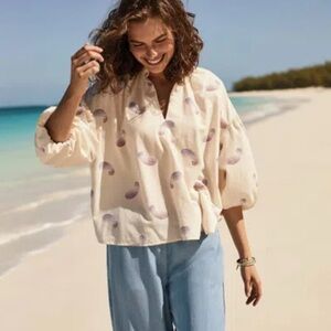 J. Jill Women’s Cotton To Plus Size 2XL Cream Paisley Casual Party Travel